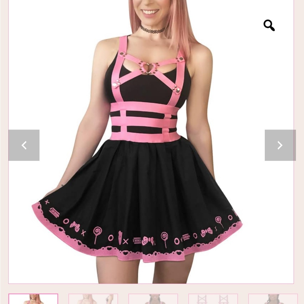 Little for Big Black and Pink Teddy Bear Suspender Skirt